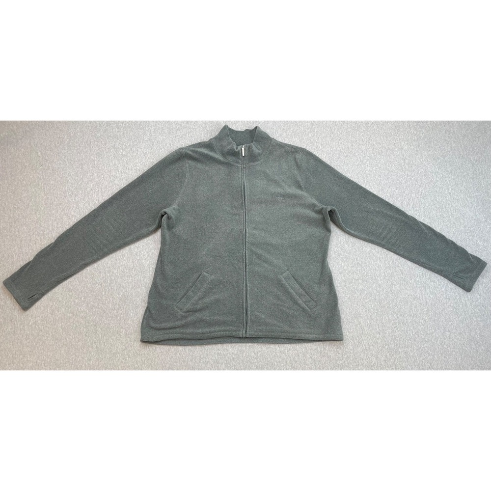 Lauren Ralph Lauren Jacket Mens Large Gray Fleece Stretch Mock Neck Full Zip